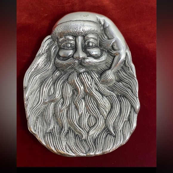 Silvertone Santa trinket candy dish vintage - Picture 1 of 9
